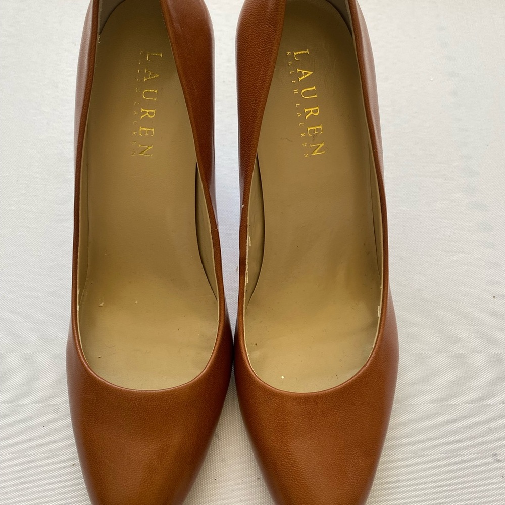 Ralph Lauren Brown Leather Heels Almond Toe
